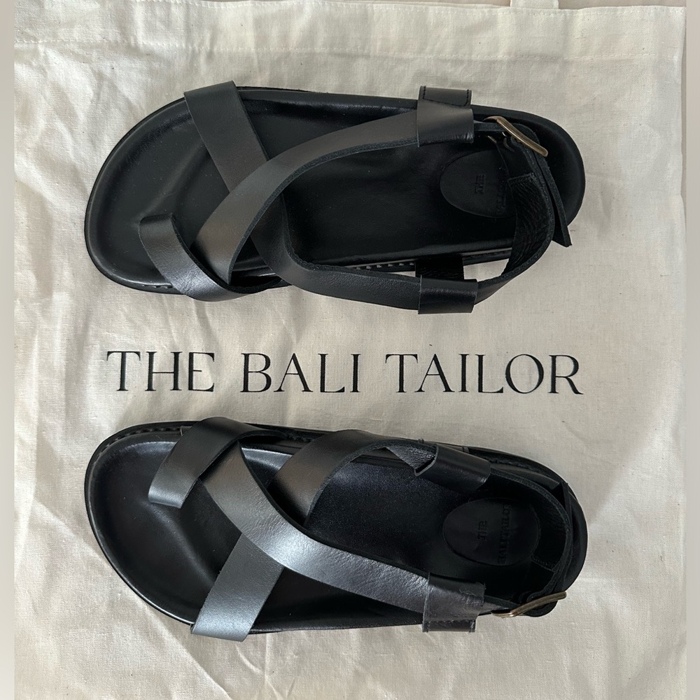 NEW Bali Tailor Noa Leather Sandals black size 37/US6-6.5